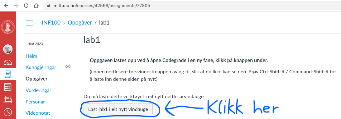 Klikk deg videre til CodeGrade